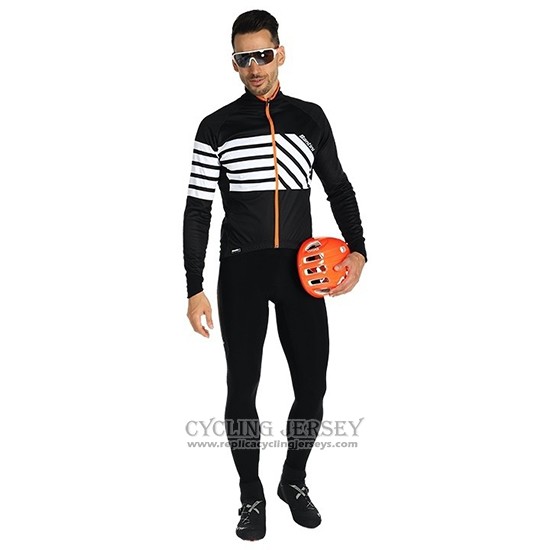 2019 Cycling Jersey Santini Svolta White Black Long Sleeve And Bib Tight